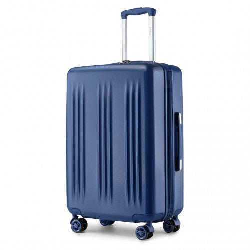 KSK2483 - Kono 24 Inch Sleek Striped Check-In Suitcase Expandable Durable ABS+PC Luggage with Four Spinner Wheels TSA Lock - Navy | Neil's Luggage Store