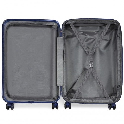 KSK2483 - Kono 24 Inch Sleek Striped Check-In Suitcase Expandable Durable ABS+PC Luggage with Four Spinner Wheels TSA Lock - Navy | Neil's Luggage Store