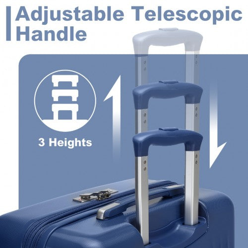 KSK2483 - Kono 24 Inch Sleek Striped Check-In Suitcase Expandable Durable ABS+PC Luggage with Four Spinner Wheels TSA Lock - Navy | Neil's Luggage Store