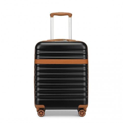Kono 20 Inch Lightweight Hard Shell ABS+PC Cabin Suitcase with TSA Lock - Black & Brown
