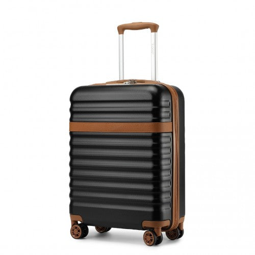 Kono 20 Inch Lightweight Hard Shell ABS+PC Cabin Suitcase with TSA Lock - Black & Brown