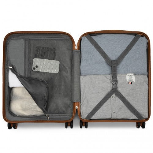 Kono 20 Inch Lightweight Hard Shell ABS+PC Cabin Suitcase with TSA Lock - Black & Brown
