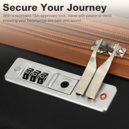 Kono 20 Inch Lightweight Hard Shell ABS+PC Cabin Suitcase with TSA Lock - Black & Brown