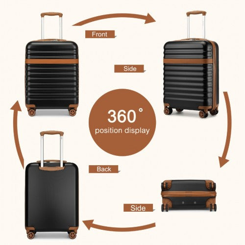 Kono 20 Inch Lightweight Hard Shell ABS+PC Cabin Suitcase with TSA Lock - Black & Brown