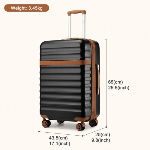 Kono 24 Inch Expandable Lightweight Hard Shell ABS+PC Suitcase with TSA Lock - Black & Brown