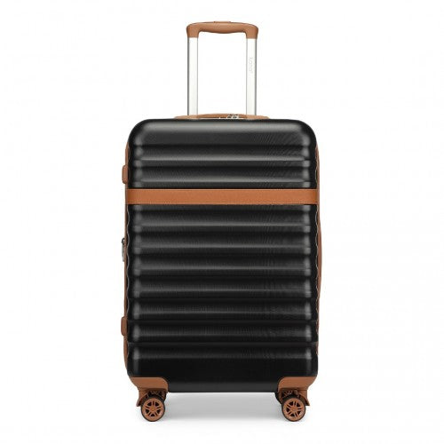 Kono 28 Inch Expandable Lightweight Hard Shell ABS+PC Suitcase with TSA Lock - Black & Brown