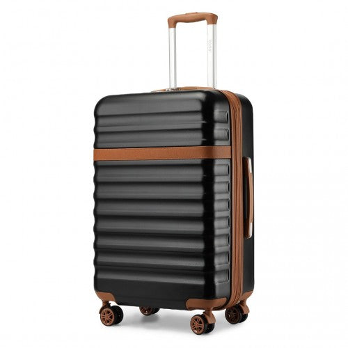 Kono 28 Inch Expandable Lightweight Hard Shell ABS+PC Suitcase with TSA Lock - Black & Brown