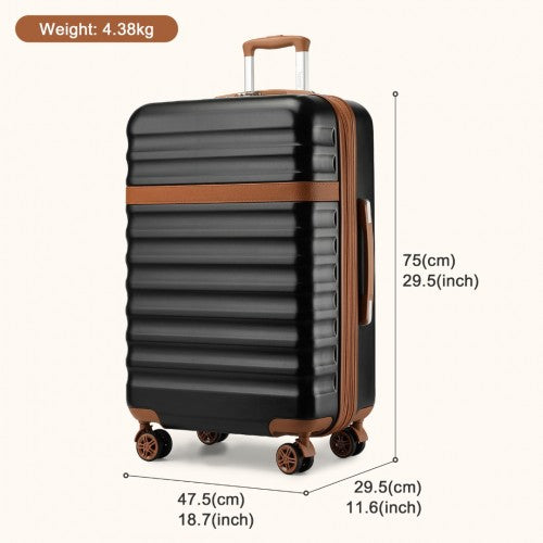 Kono 28 Inch Expandable Lightweight Hard Shell ABS+PC Suitcase with TSA Lock - Black & Brown