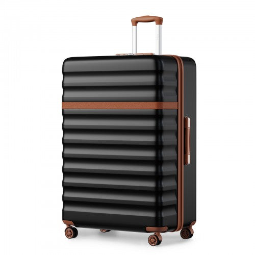 KSK2484 - Kono 32-Inch ABS+PC Extra Large Hard Shell Spinner Suitcase with Telescopic Handle - Black and Brown