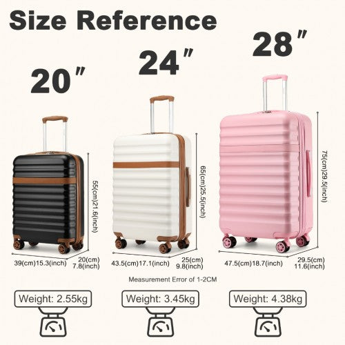KSK2484 - Kono 3-Piece Expandable Luggage Set 20"/24"/28" Durable Hard Shell ABS+PC Suitcases with TSA Lock for Secure Travel - Black and Brown | Neil's Luggage Store