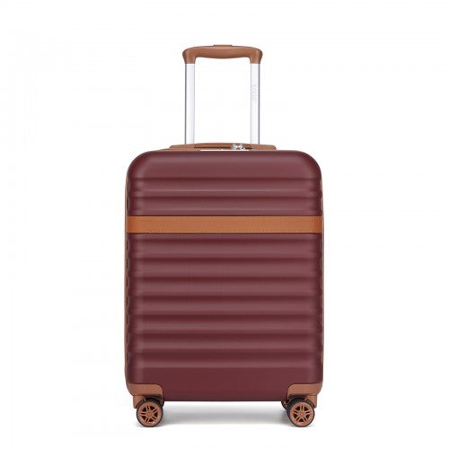 KSK2484 - Kono 20 Inch Stylish Lightweight Hard Shell ABS+PC Cabin Carry-On Suitcase with TSA Lock for Enhanced Security - Burgundy and Brown | Neil's Luggage Store