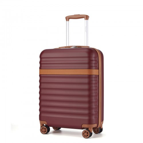 KSK2484 - Kono 20 Inch Stylish Lightweight Hard Shell ABS+PC Cabin Carry-On Suitcase with TSA Lock for Enhanced Security - Burgundy and Brown | Neil's Luggage Store