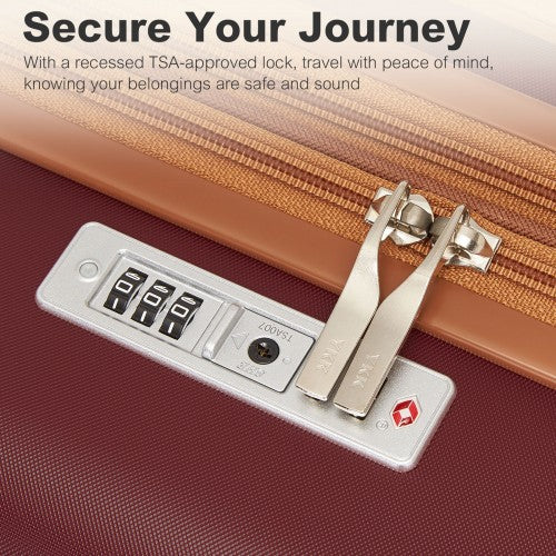 KSK2484 - Kono 20 Inch Stylish Lightweight Hard Shell ABS+PC Cabin Carry-On Suitcase with TSA Lock for Enhanced Security - Burgundy and Brown | Neil's Luggage Store
