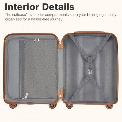 KSK2484 - Kono 20 Inch Stylish Lightweight Hard Shell ABS+PC Cabin Carry-On Suitcase with TSA Lock for Enhanced Security - Burgundy and Brown | Neil's Luggage Store