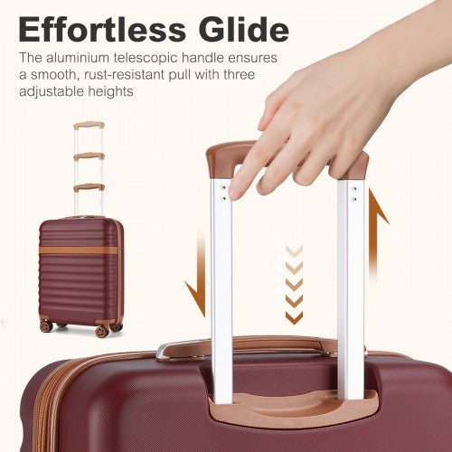KSK2484 - Kono 20 Inch Stylish Lightweight Hard Shell ABS+PC Cabin Carry-On Suitcase with TSA Lock for Enhanced Security - Burgundy and Brown | Neil's Luggage Store