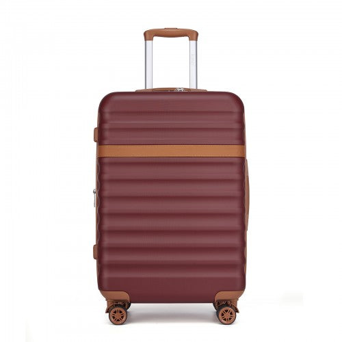 KSK2484 - Kono 3-Piece Expandable Luggage Set 20"/24"/28" Durable Hard Shell ABS+PC Suitcases with TSA Lock for Secure Travel - Burgundy and Brown | Neil's Luggage Store