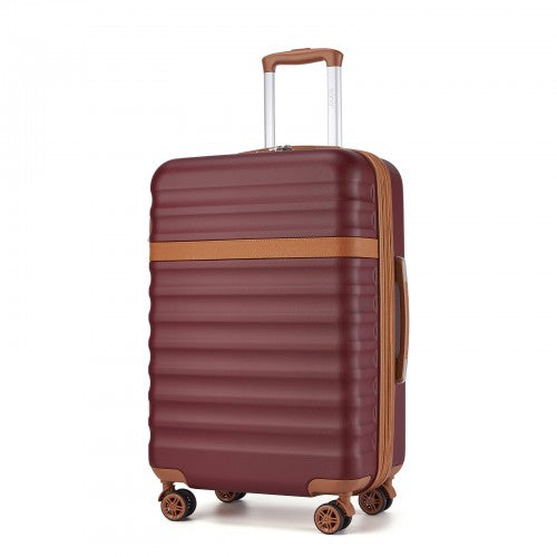 KSK2484 - Kono 28 Inch Expandable Lightweight Hard Shell ABS+PC Check-In Suitcase with TSA Lock Ideal for Extended Trips and Secure Travel - Burgundy And Brown | Neil's Luggage Store