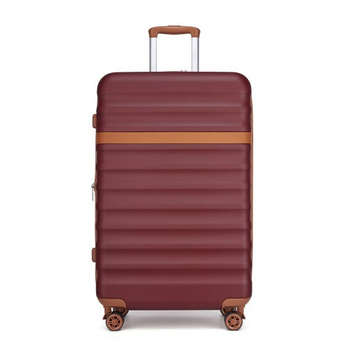 KSK2484 - Kono 28 Inch Expandable Lightweight Hard Shell ABS+PC Check-In Suitcase with TSA Lock Ideal for Extended Trips and Secure Travel - Burgundy And Brown | Neil's Luggage Store