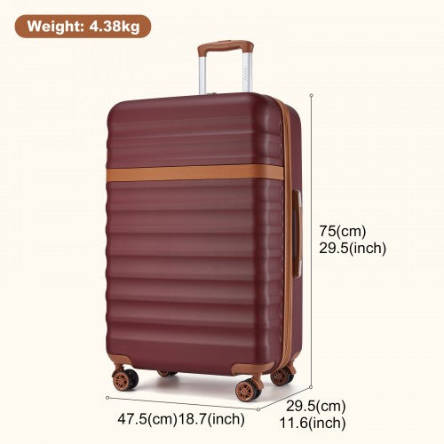 KSK2484 - Kono 28 Inch Expandable Lightweight Hard Shell ABS+PC Check-In Suitcase with TSA Lock Ideal for Extended Trips and Secure Travel - Burgundy And Brown | Neil's Luggage Store