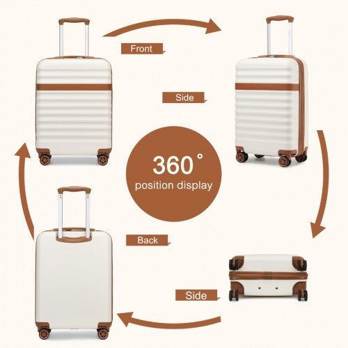 KSK2484 - Kono 20 Inch Stylish Lightweight Hard Shell ABS+PC Cabin Carry-On Suitcase with TSA Lock for Enhanced Security - Cream and Brown | Neil's Luggage Store