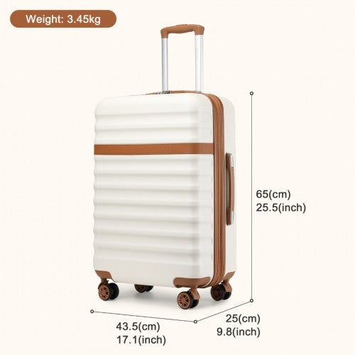KSK2484 - Kono 24 Inch Expandable Lightweight Hard Shell ABS+PC Check-In Suitcase with TSA Lock Ideal for Extended Trips and Secure Travel - Cream And Brown | Neil's Luggage Store