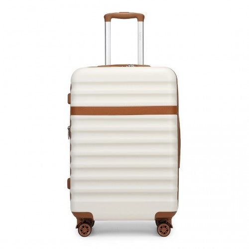 KSK2484 - Kono 28 Inch Expandable Lightweight Hard Shell ABS+PC Check-In Suitcase with TSA Lock Ideal for Extended Trips and Secure Travel - Cream And Brown | Neil's Luggage Store