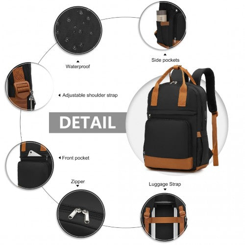 KSK2484+EQ2401 - Kono 20 Inch Stylish Hard Shell ABS+PC Cabin Suitcase Included Multi-Compartment Backpack with Small Pouch 3 Piece Travel Set - Cream And Brown | Neil's Luggage Store