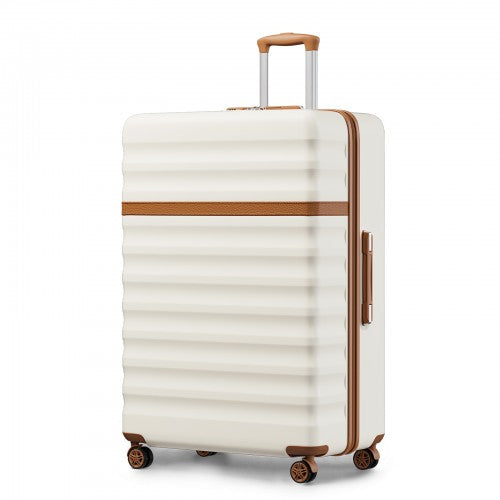 KSK2484 - Kono 32-Inch ABS+PC Extra Large Hard Shell Spinner Suitcase with Telescopic Handle - Cream and Brown