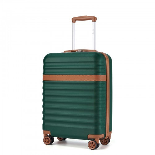 KSK2484 - Kono 20 Inch Stylish Lightweight Hard Shell ABS+PC Cabin Carry-On Suitcase with TSA Lock for Enhanced Security - Green and Brown | Neil's Luggage Store