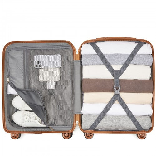 KSK2484 - Kono 20 Inch Stylish Lightweight Hard Shell ABS+PC Cabin Carry-On Suitcase with TSA Lock for Enhanced Security - Green and Brown | Neil's Luggage Store