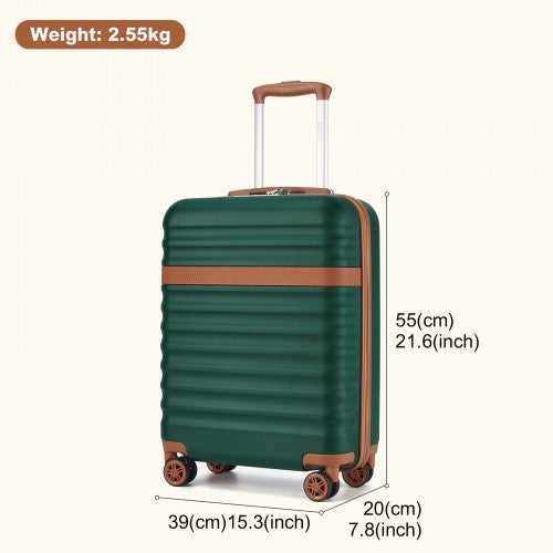 KSK2484 - Kono 20 Inch Stylish Lightweight Hard Shell ABS+PC Cabin Carry-On Suitcase with TSA Lock for Enhanced Security - Green and Brown | Neil's Luggage Store
