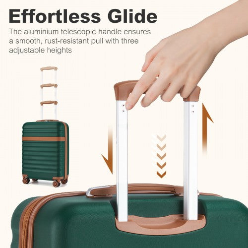KSK2484 - Kono 20 Inch Stylish Lightweight Hard Shell ABS+PC Cabin Carry-On Suitcase with TSA Lock for Enhanced Security - Green and Brown | Neil's Luggage Store