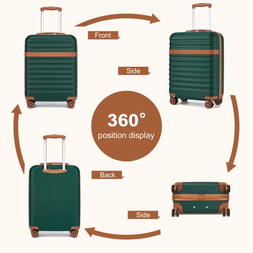 KSK2484 - Kono 20 Inch Stylish Lightweight Hard Shell ABS+PC Cabin Carry-On Suitcase with TSA Lock for Enhanced Security - Green and Brown | Neil's Luggage Store