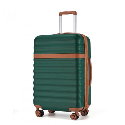 KSK2484 - Kono 24 Inch Expandable Lightweight Hard Shell ABS+PC Check-In Suitcase with TSA Lock Ideal for Extended Trips and Secure Travel - Green And Brown | Neil's Luggage Store