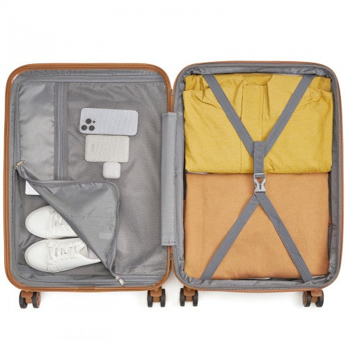 KSK2484 - Kono 24 Inch Expandable Lightweight Hard Shell ABS+PC Check-In Suitcase with TSA Lock Ideal for Extended Trips and Secure Travel - Green And Brown | Neil's Luggage Store