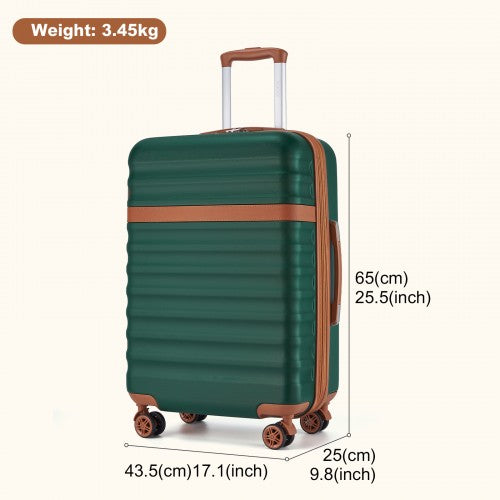 KSK2484 - Kono 24 Inch Expandable Lightweight Hard Shell ABS+PC Check-In Suitcase with TSA Lock Ideal for Extended Trips and Secure Travel - Green And Brown | Neil's Luggage Store