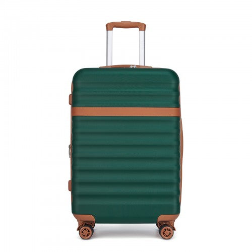 KSK2484 - Kono 24 Inch Expandable Lightweight Hard Shell ABS+PC Check-In Suitcase with TSA Lock Ideal for Extended Trips and Secure Travel - Green And Brown | Neil's Luggage Store