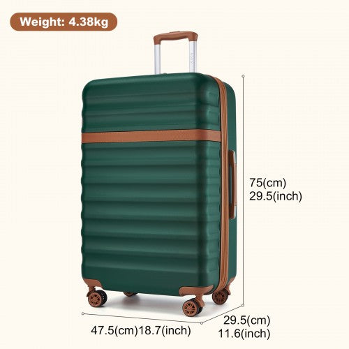 KSK2484 - Kono 28 Inch Expandable Lightweight Hard Shell ABS+PC Check-In Suitcase with TSA Lock Ideal for Extended Trips and Secure Travel - Green And Brown | Neil's Luggage Store