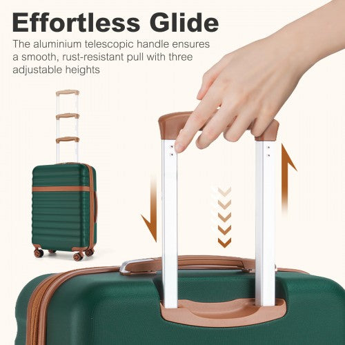 KSK2484 - Kono 24 Inch Expandable Lightweight Hard Shell ABS+PC Check-In Suitcase with TSA Lock Ideal for Extended Trips and Secure Travel - Green And Brown | Neil's Luggage Store