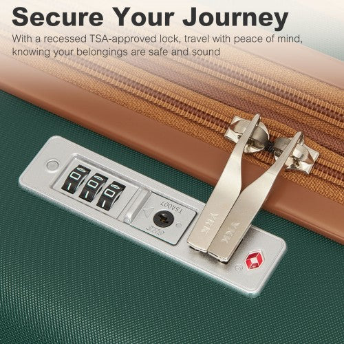 KSK2484 - Kono 24 Inch Expandable Lightweight Hard Shell ABS+PC Check-In Suitcase with TSA Lock Ideal for Extended Trips and Secure Travel - Green And Brown | Neil's Luggage Store