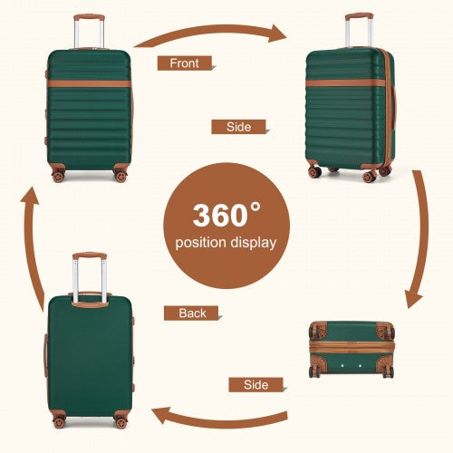 KSK2484 - Kono 24 Inch Expandable Lightweight Hard Shell ABS+PC Check-In Suitcase with TSA Lock Ideal for Extended Trips and Secure Travel - Green And Brown | Neil's Luggage Store