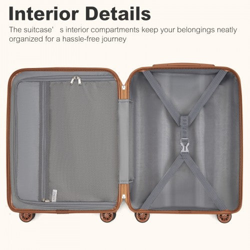 KSK2484 - Kono 24 Inch Expandable Lightweight Hard Shell ABS+PC Check-In Suitcase with TSA Lock Ideal for Extended Trips and Secure Travel - Green And Brown | Neil's Luggage Store