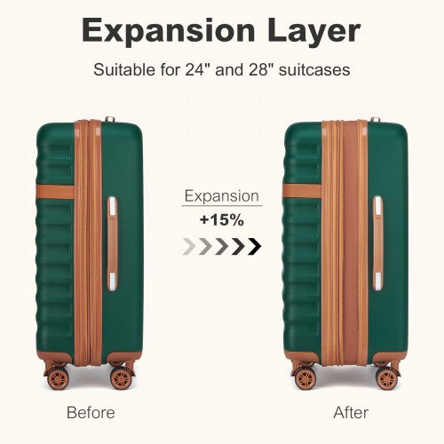 KSK2484 - Kono 24 Inch Expandable Lightweight Hard Shell ABS+PC Check-In Suitcase with TSA Lock Ideal for Extended Trips and Secure Travel - Green And Brown | Neil's Luggage Store