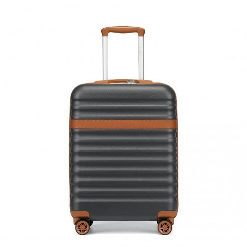KSK2484 - Kono 20 Inch Stylish Lightweight Hard Shell ABS+PC Cabin Carry-On Suitcase with TSA Lock for Enhanced Security - Grey and Brown | Neil's Luggage Store