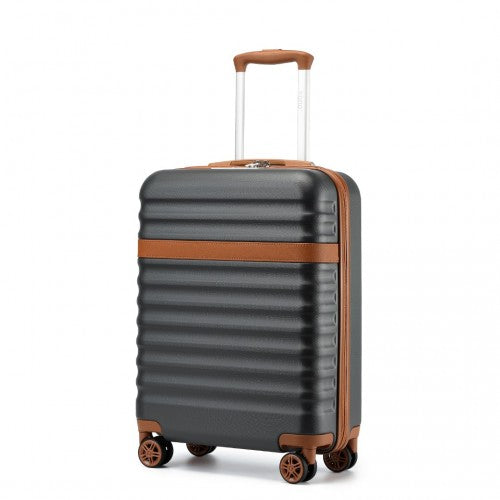 KSK2484 - Kono 20 Inch Stylish Lightweight Hard Shell ABS+PC Cabin Carry-On Suitcase with TSA Lock for Enhanced Security - Grey and Brown | Neil's Luggage Store