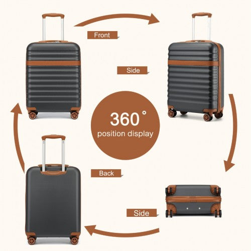 KSK2484 - Kono 20 Inch Stylish Lightweight Hard Shell ABS+PC Cabin Carry-On Suitcase with TSA Lock for Enhanced Security - Grey and Brown | Neil's Luggage Store