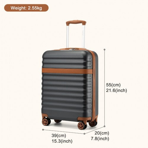 KSK2484 - Kono 20 Inch Stylish Lightweight Hard Shell ABS+PC Cabin Carry-On Suitcase with TSA Lock for Enhanced Security - Grey and Brown | Neil's Luggage Store