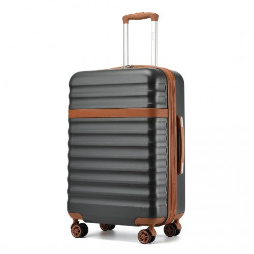 KSK2484 - Kono 28 Inch Expandable Lightweight Hard Shell ABS+PC Check-In Suitcase with TSA Lock Ideal for Extended Trips and Secure Travel - Grey And Brown | Neil's Luggage Store