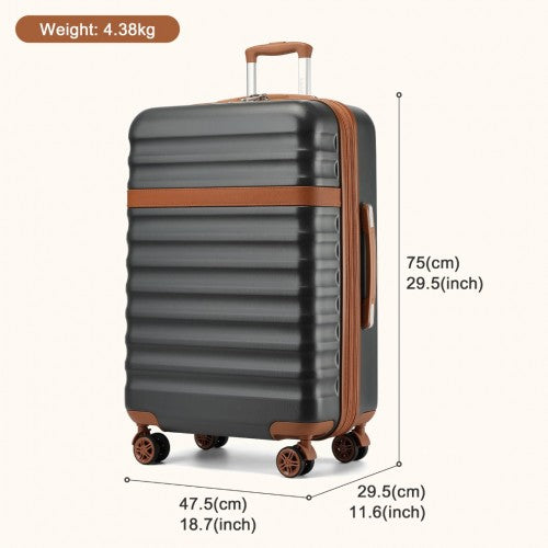 KSK2484 - Kono 28 Inch Expandable Lightweight Hard Shell ABS+PC Check-In Suitcase with TSA Lock Ideal for Extended Trips and Secure Travel - Grey And Brown | Neil's Luggage Store
