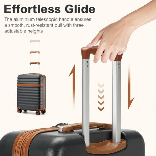 KSK2484 - Kono 28 Inch Expandable Lightweight Hard Shell ABS+PC Check-In Suitcase with TSA Lock Ideal for Extended Trips and Secure Travel - Grey And Brown | Neil's Luggage Store